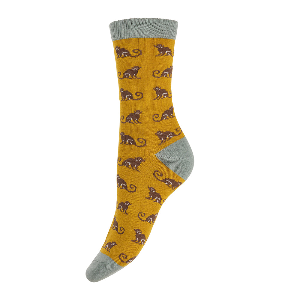 Yellow Funky Monkey Bamboo socks