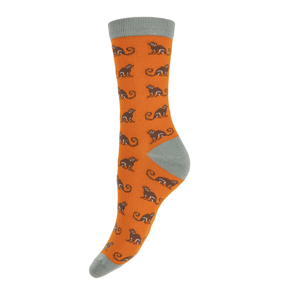 Orange Funky Monkey Bamboo socks