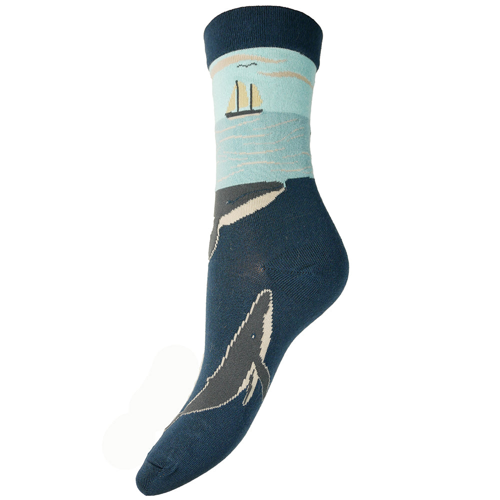 Whale and Boat Bamboo Socks