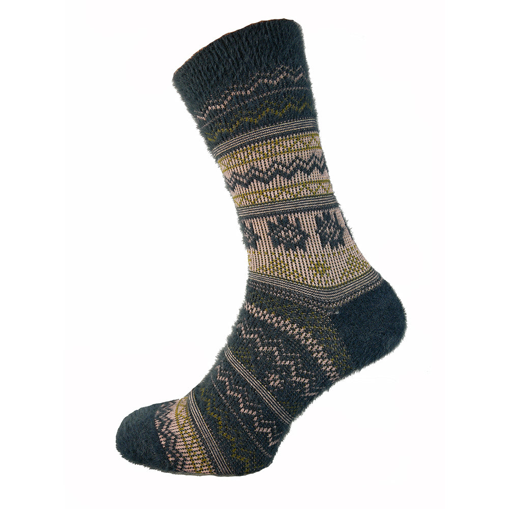 Black patterned wool blend socks