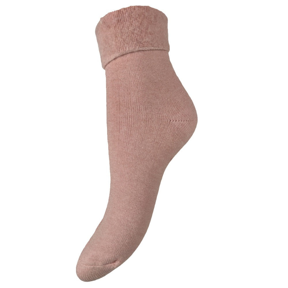 Light Pink Wool Blend socks with fitted cuff, size 4-7
