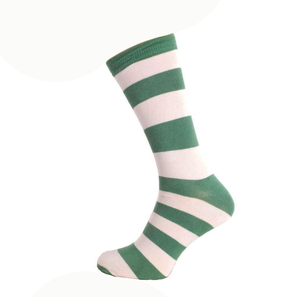 Green and Cream Striped Bamboo Socks