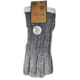 Fleece lined cable knit dark grey gloves