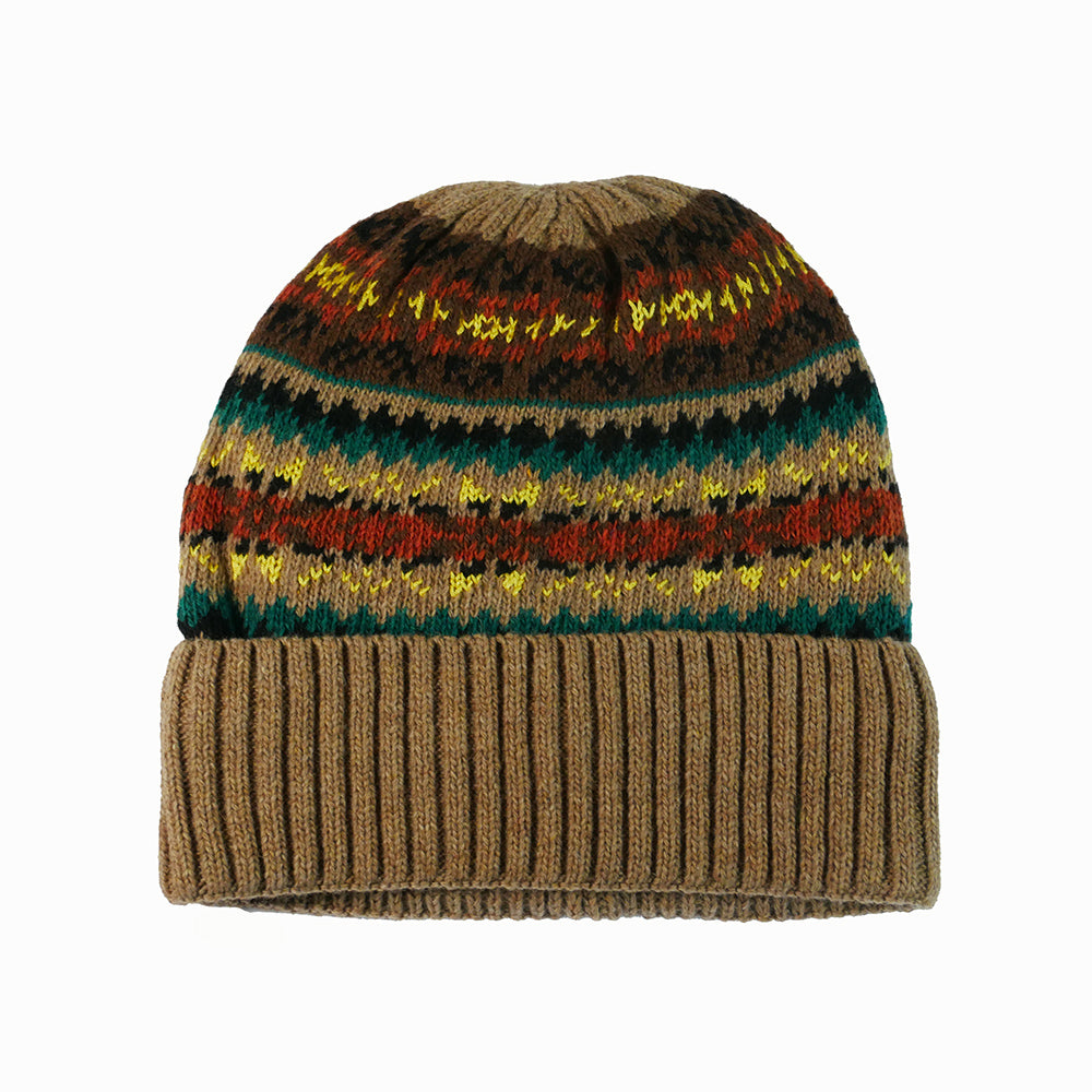 Fawn patterned fleece lined Fairisle hat