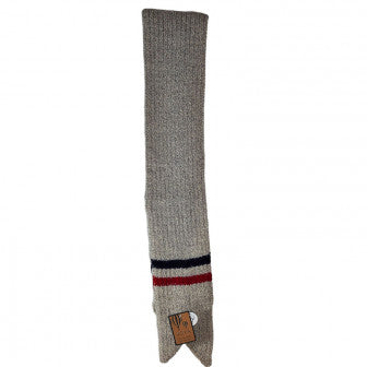 Cable knit grey scarf with stripe
