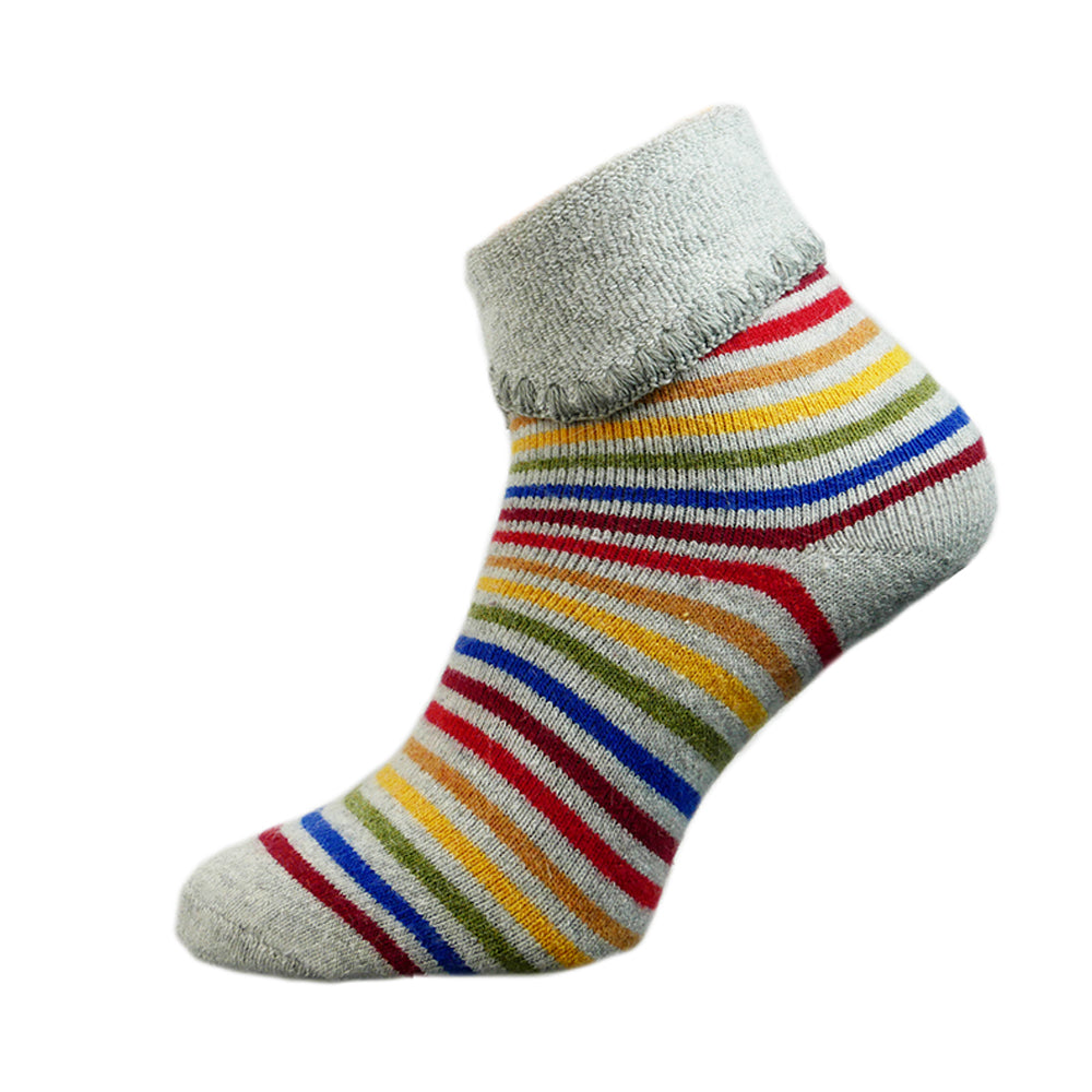 Multi coloured stripe cuff socks