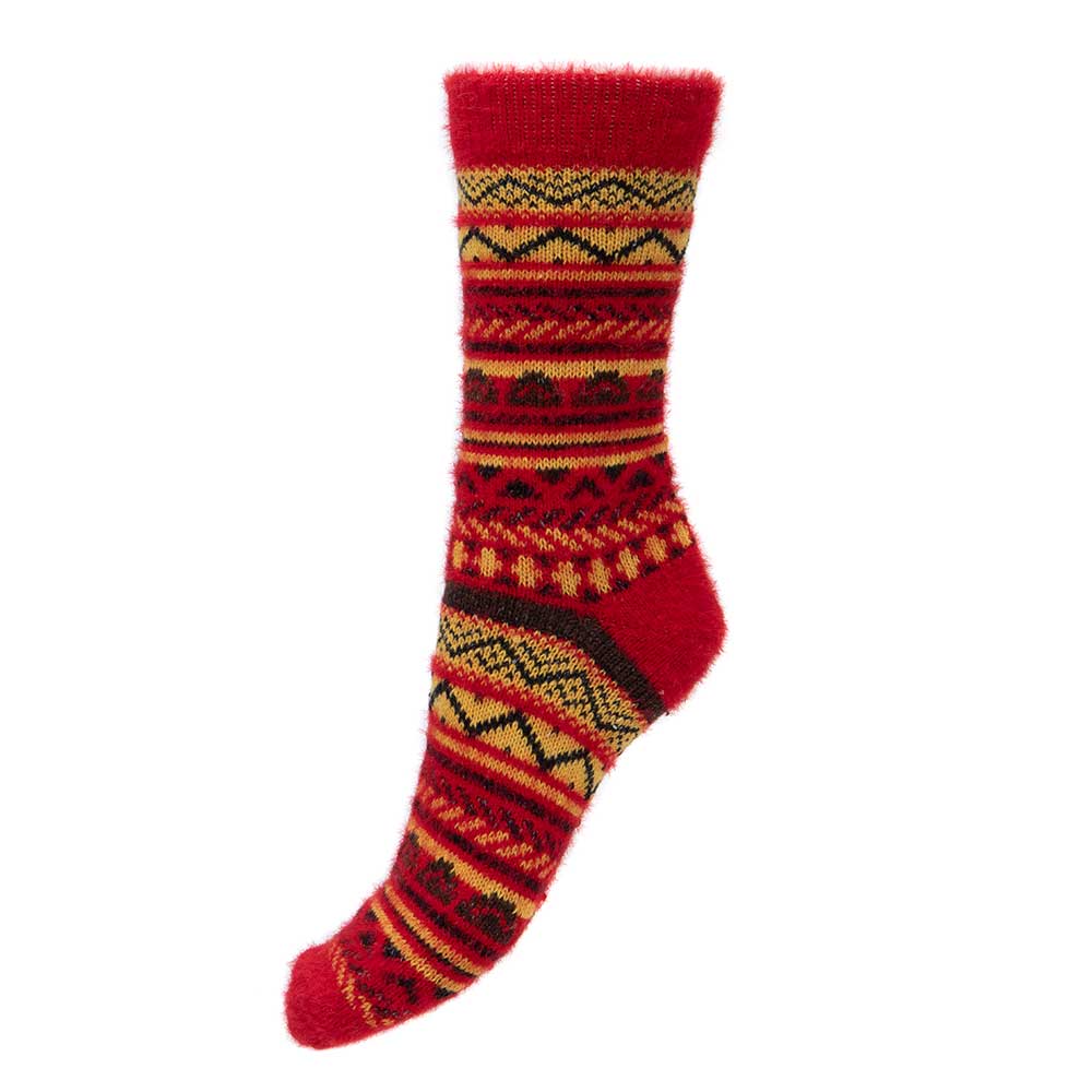 Red and yellow patterned Wool blend socks