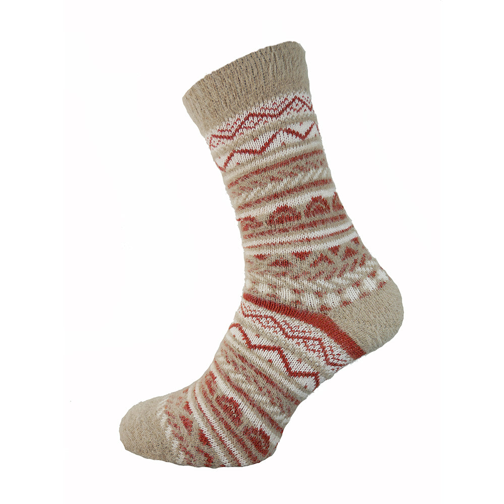 Fawn and red patterned Wool blend socks