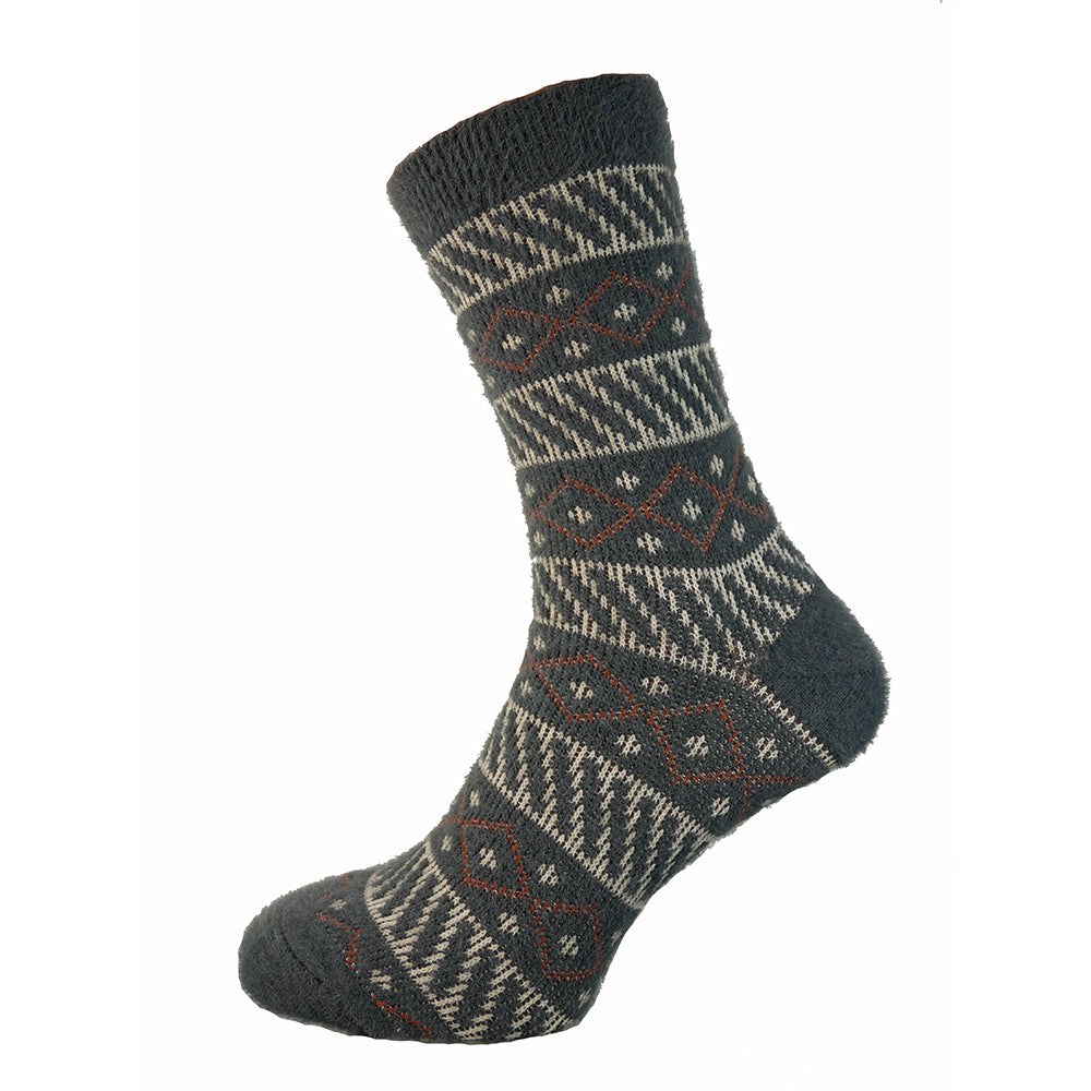 Black patterned wool blend socks