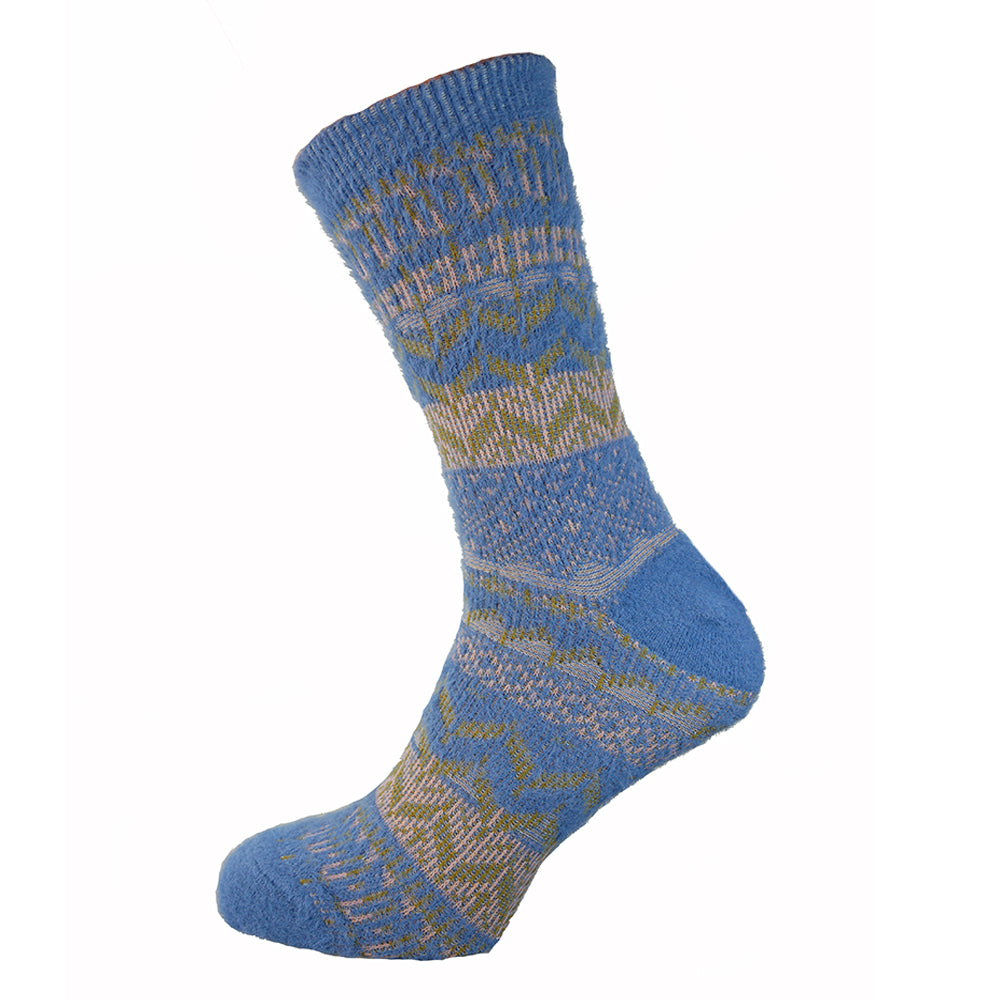Blue and Cream patterned wool blend socks