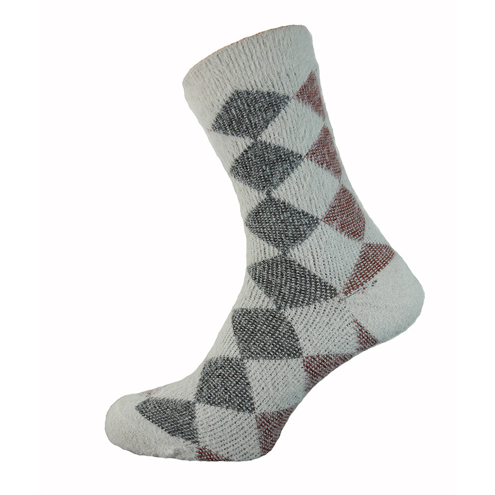Grey diamond wool blend socks
