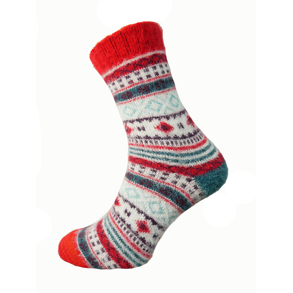 Red and blue patterned Wool Blend socks