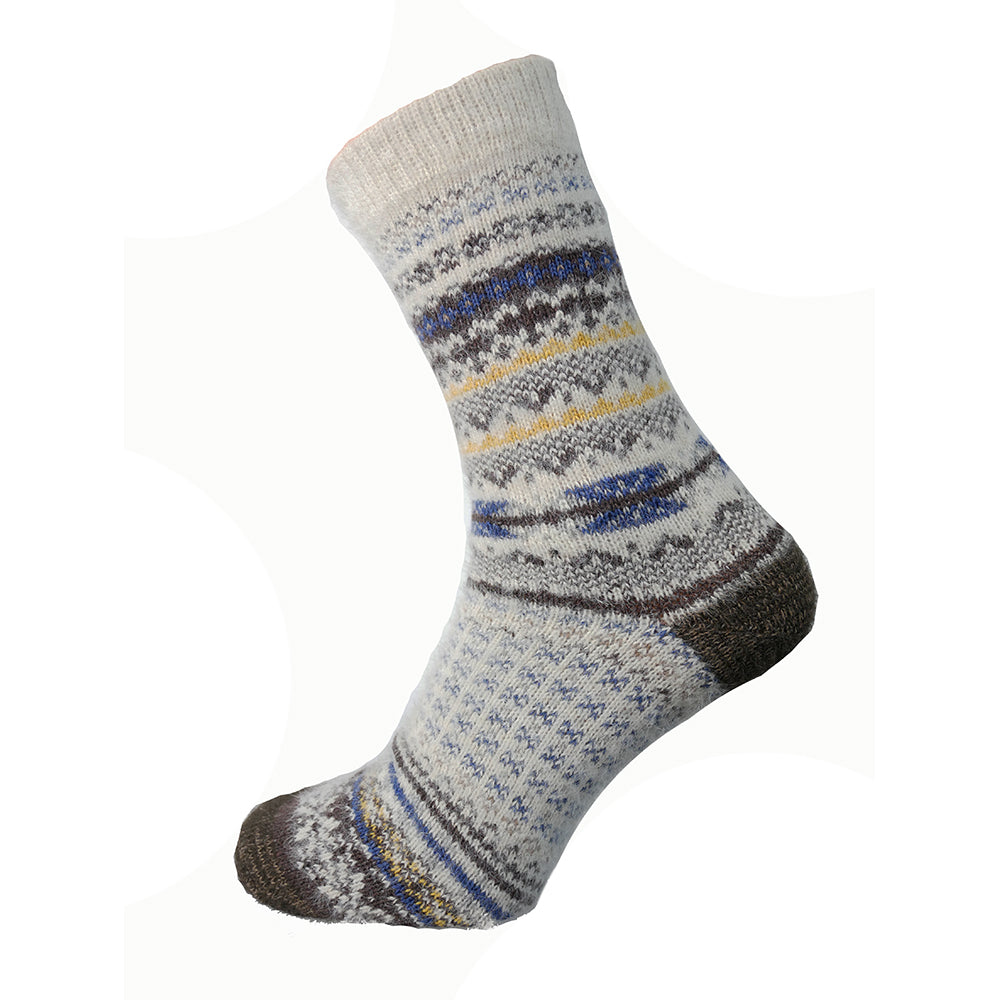 Cream and brown patterned Wool Blend socks