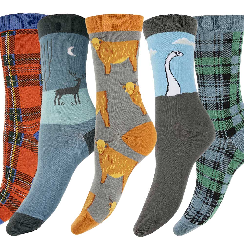 The Scottish bundle, 5 pairs of bamboo socks for ladies