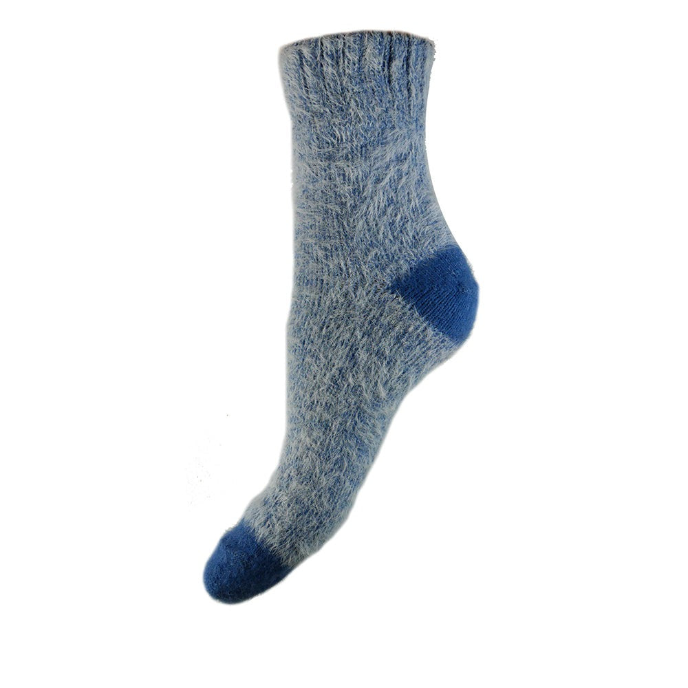 Dark blue plain soft socks with contrasting heel and toe