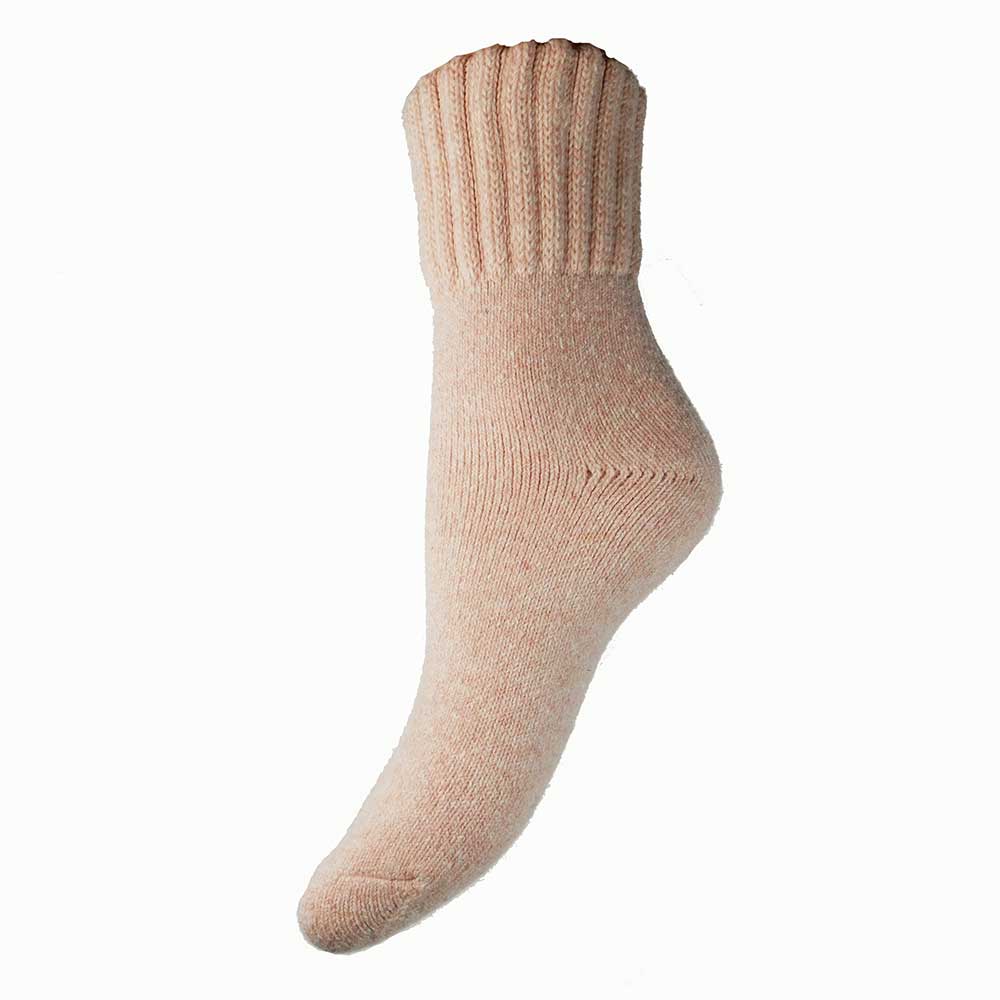 Pink Thick Wool Blend Socks with ribbed Cuff