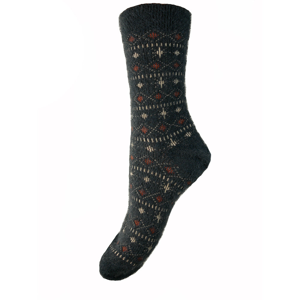 Black patterned Wool Blend Socks