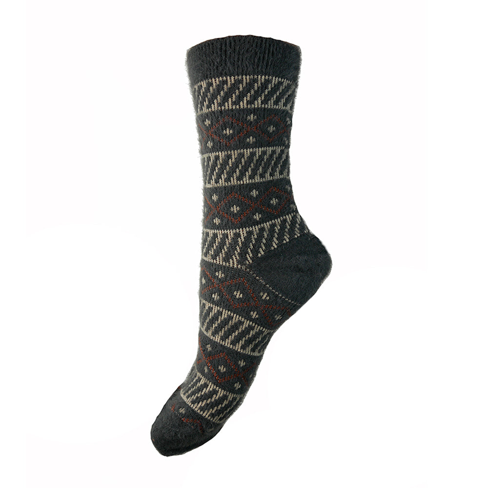 Black diamond patterned Wool Blend Socks