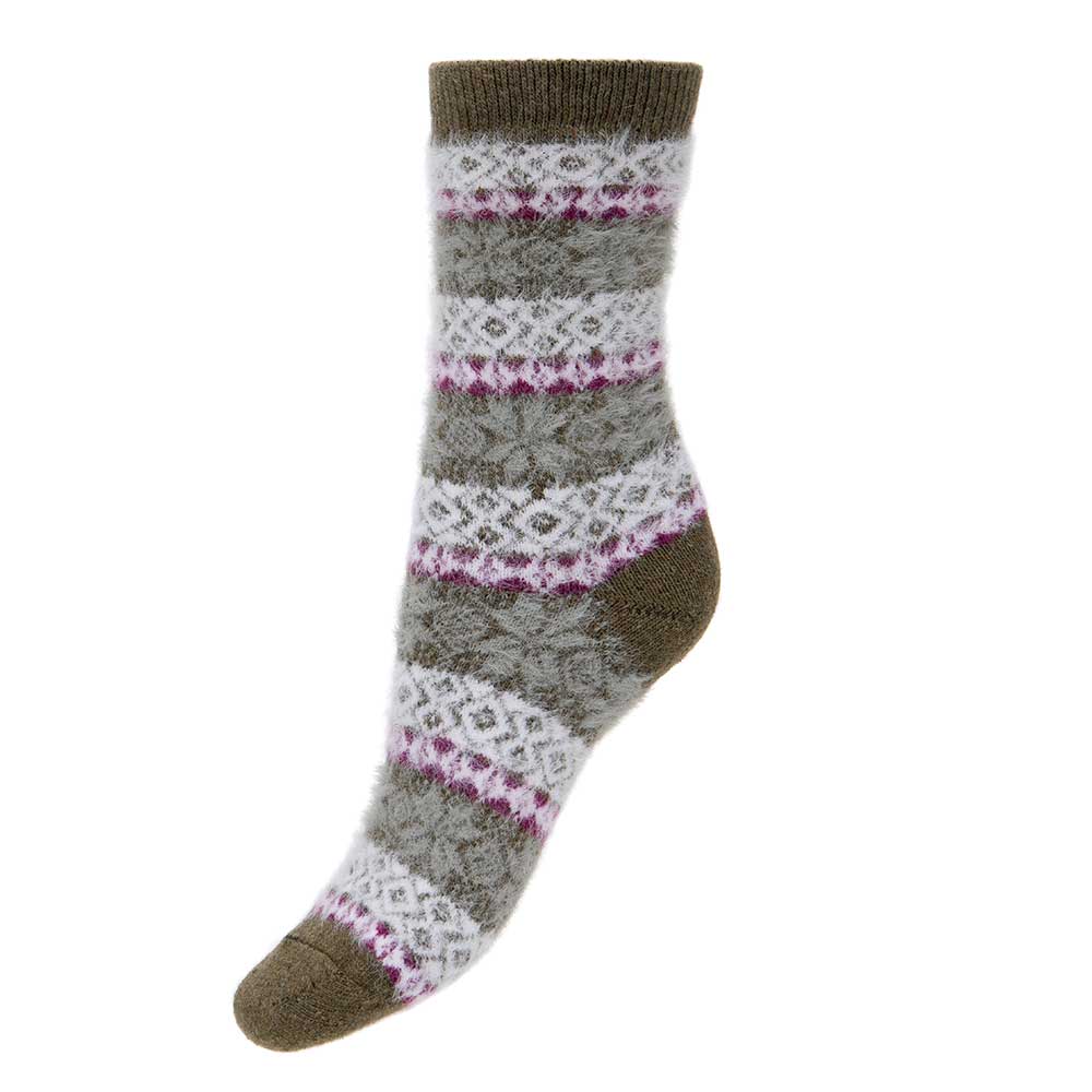 Sage green soft wool blend patterned socks