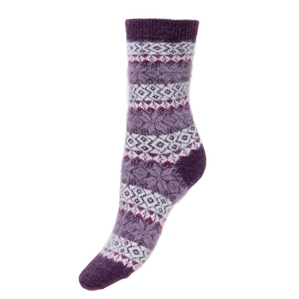 Purple soft wool blend patterned socks
