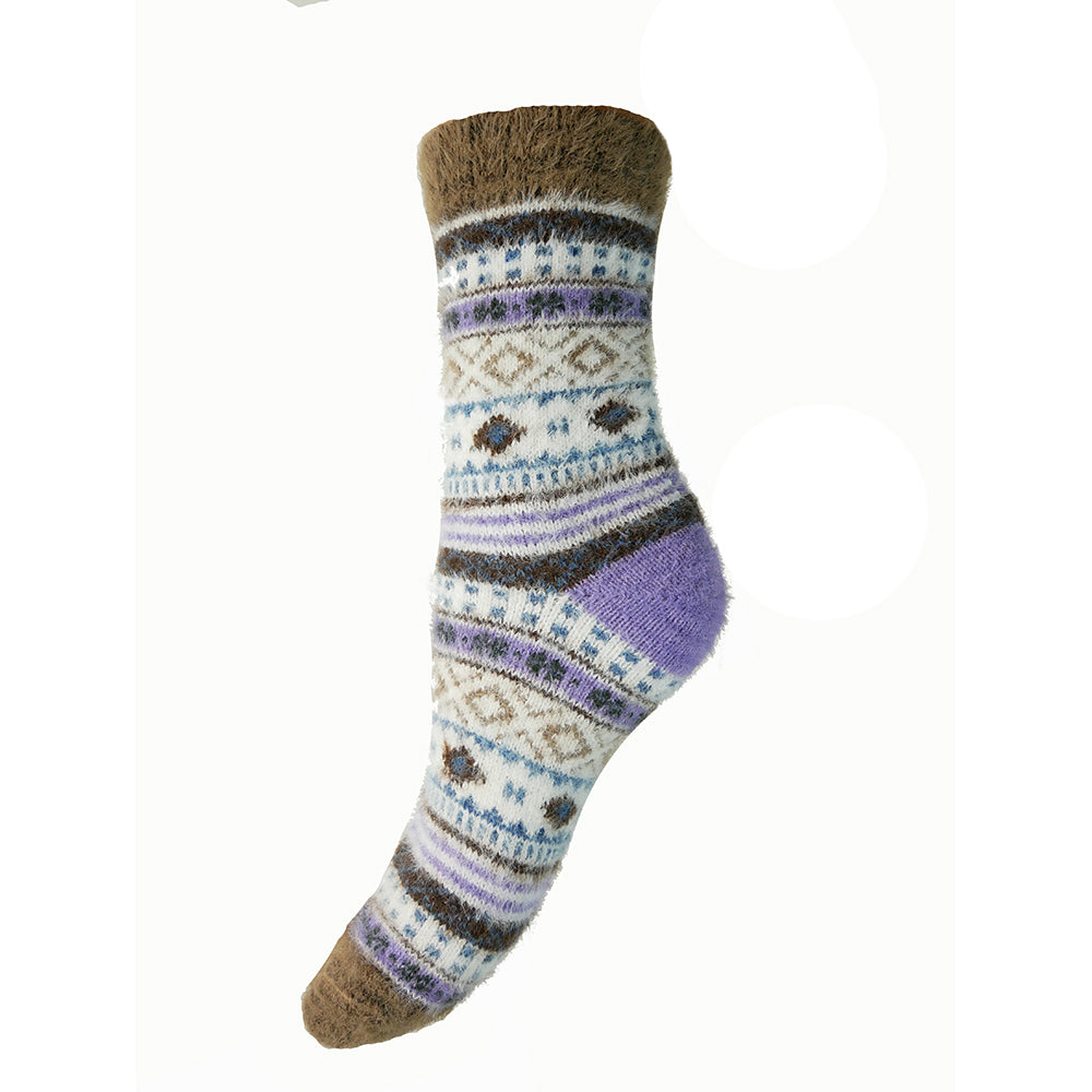 Purple and brown patterned Wool Blend socks