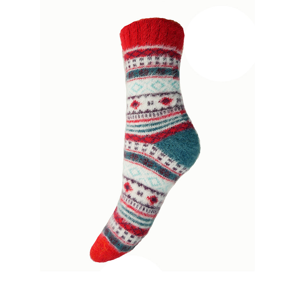 Red and white patterned Wool Blend socks