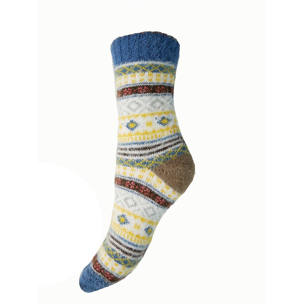 Blue and yellow patterned Wool Blend socks