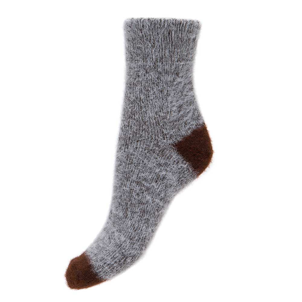 Grey and brown contrast wool blend socks