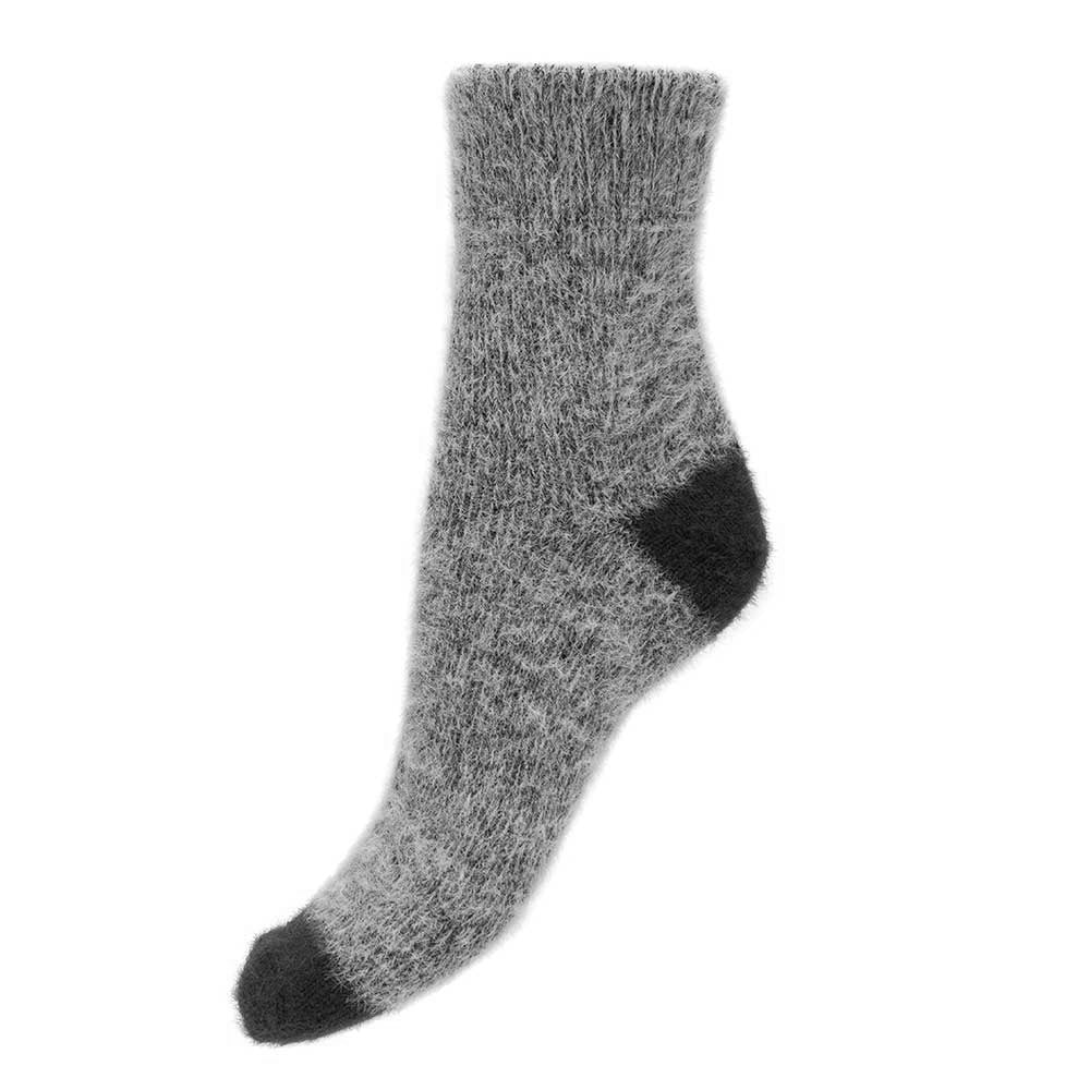 Grey and black contrast wool blend socks