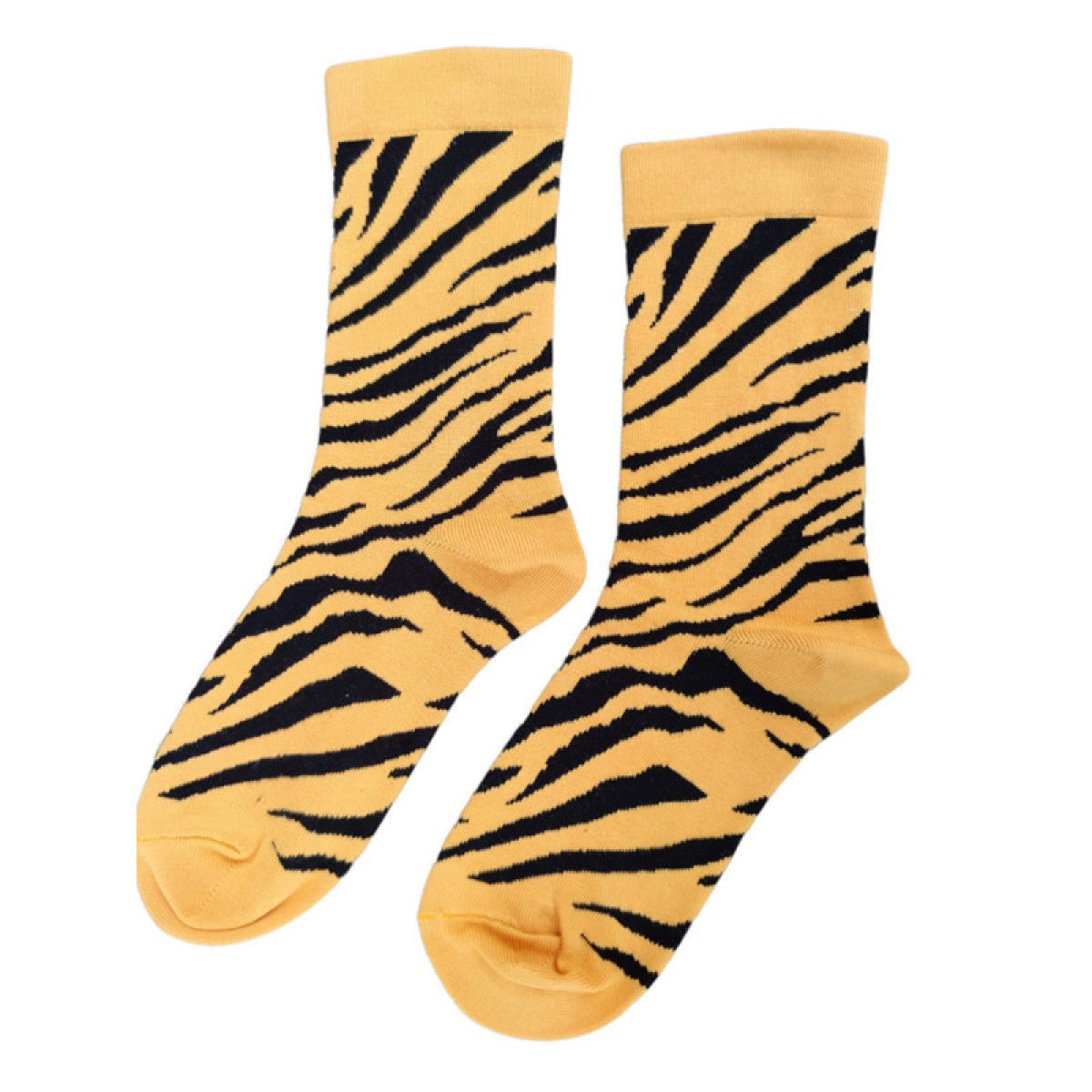 Pale yellow bamboo socks with Tiger stripes, size 4-7