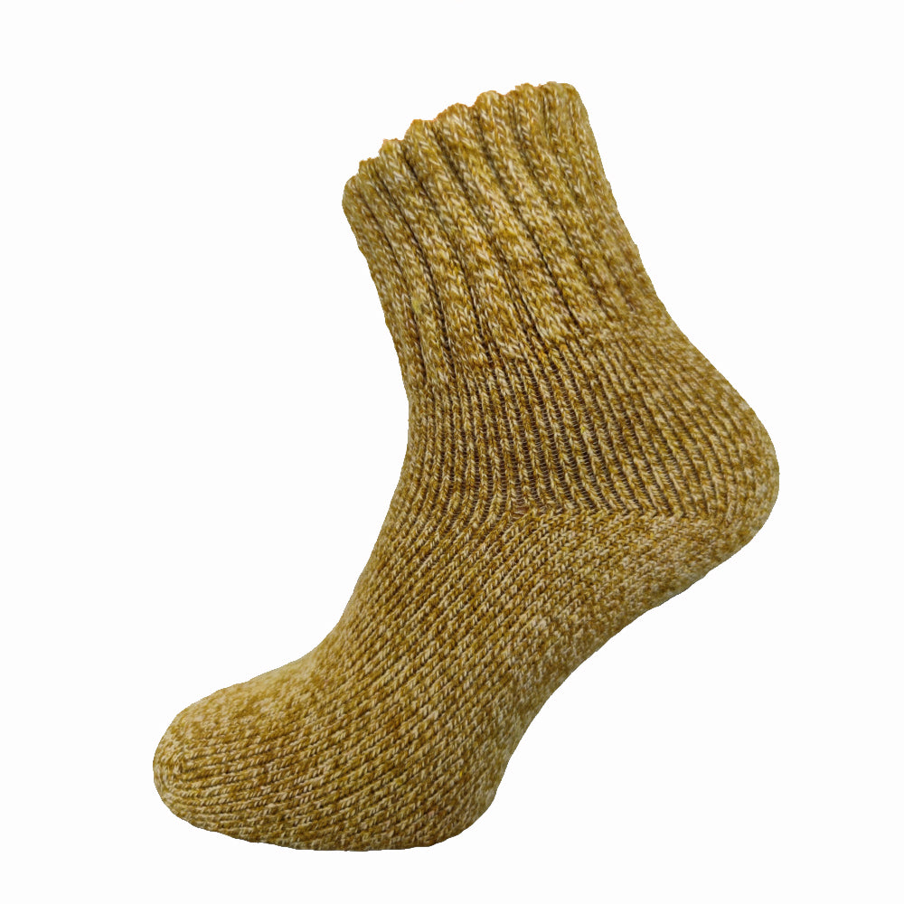 Mustard thick wool blend socks with ribbed cuff