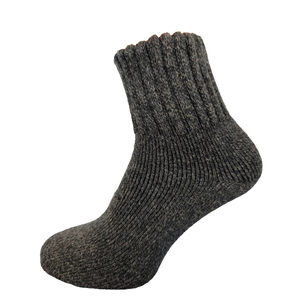 Dark Grey thick wool blend socks with ribbed cuff