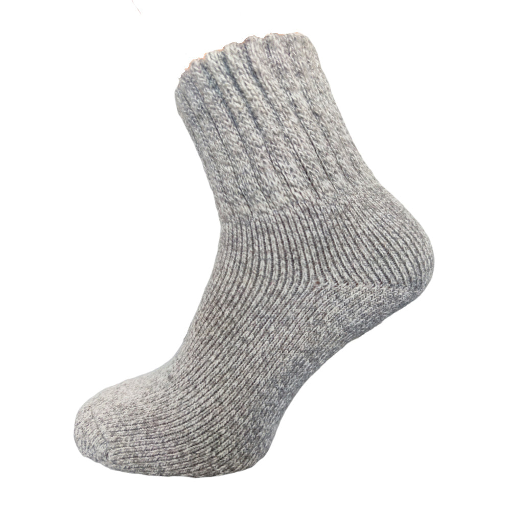 Light Grey thick wool blend socks with ribbed cuff