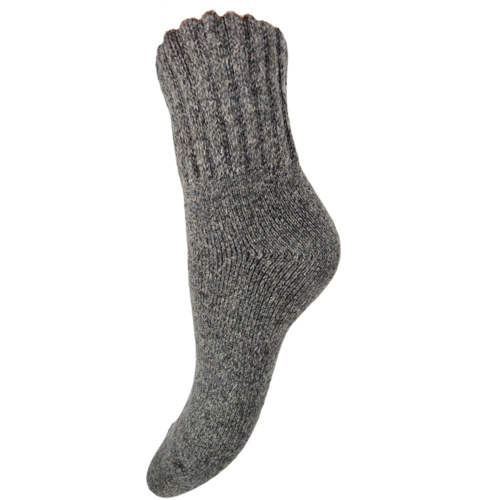 Dark grey thick wool blend socks with ribbed cuff, ladies boot socks size 4-7