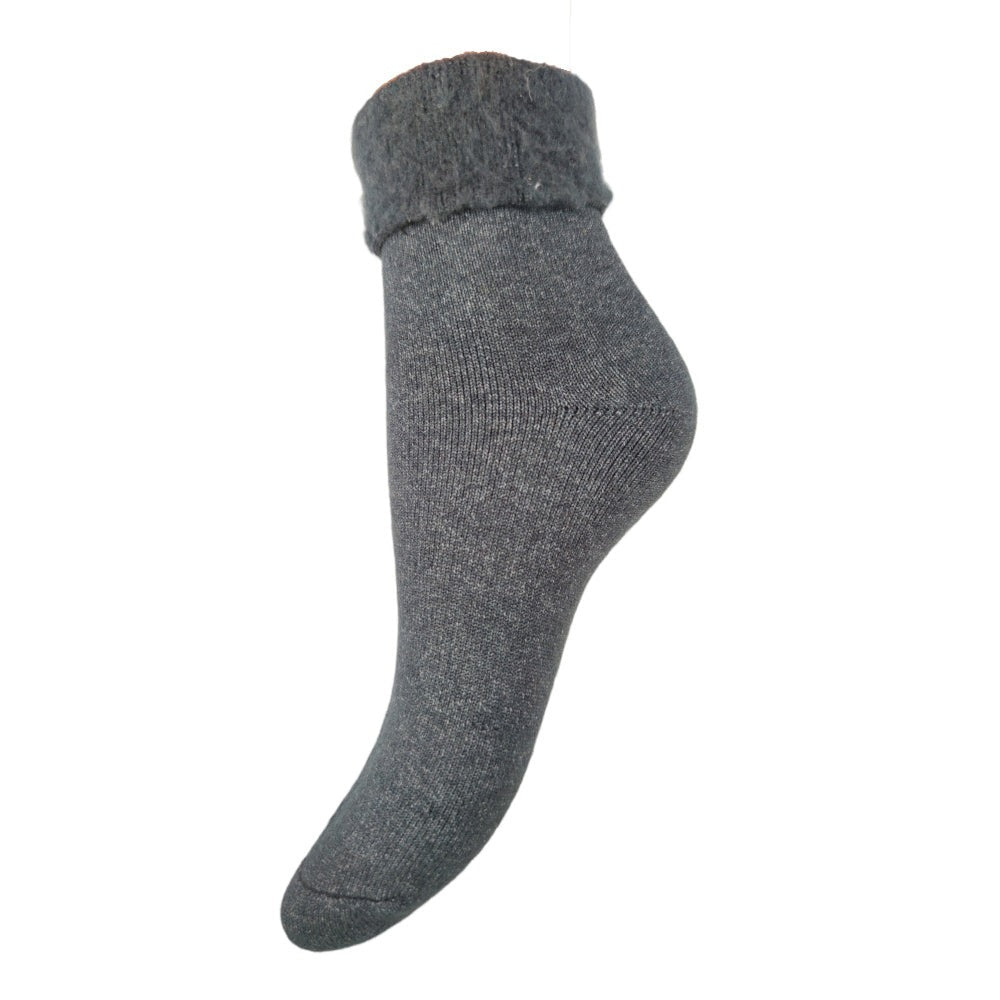 Dark Grey Wool Blend socks with cuff, size 4-7