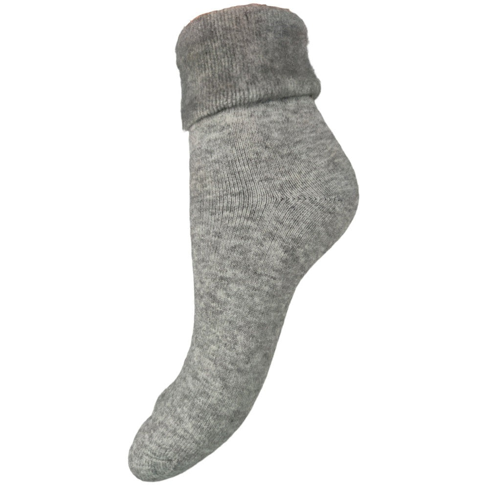 Light Grey wool blend socks with turnover cuff, size 4-7