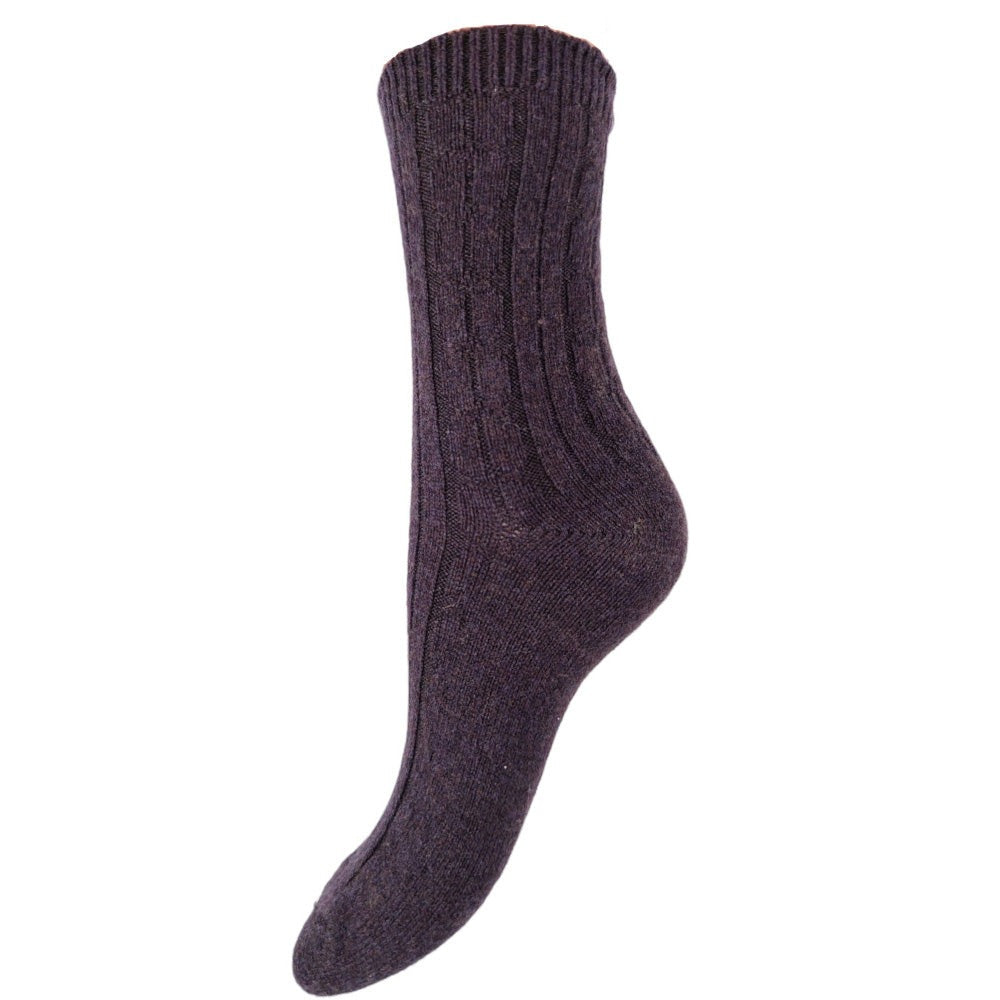 wool socks for women, aubergine, ribbed
