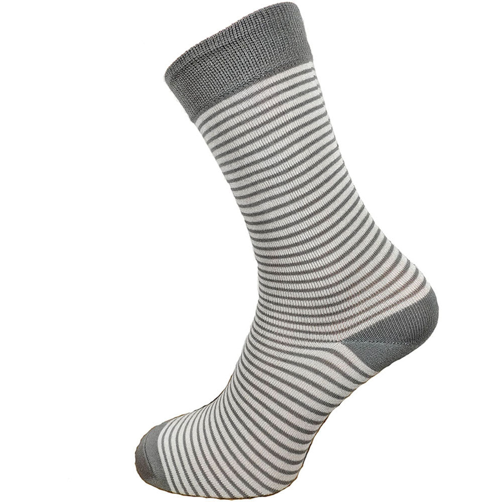 Pale Grey thin Stripe Bamboo Socks Size 7-11