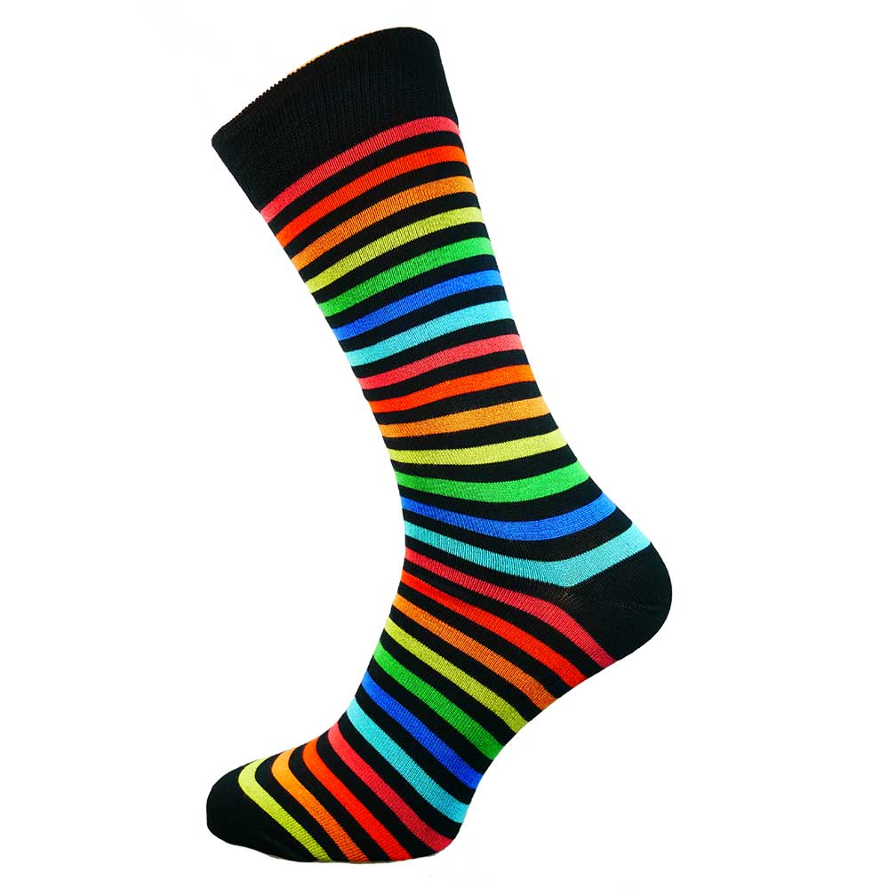 Black and Multi coloured stripes Bamboo socks