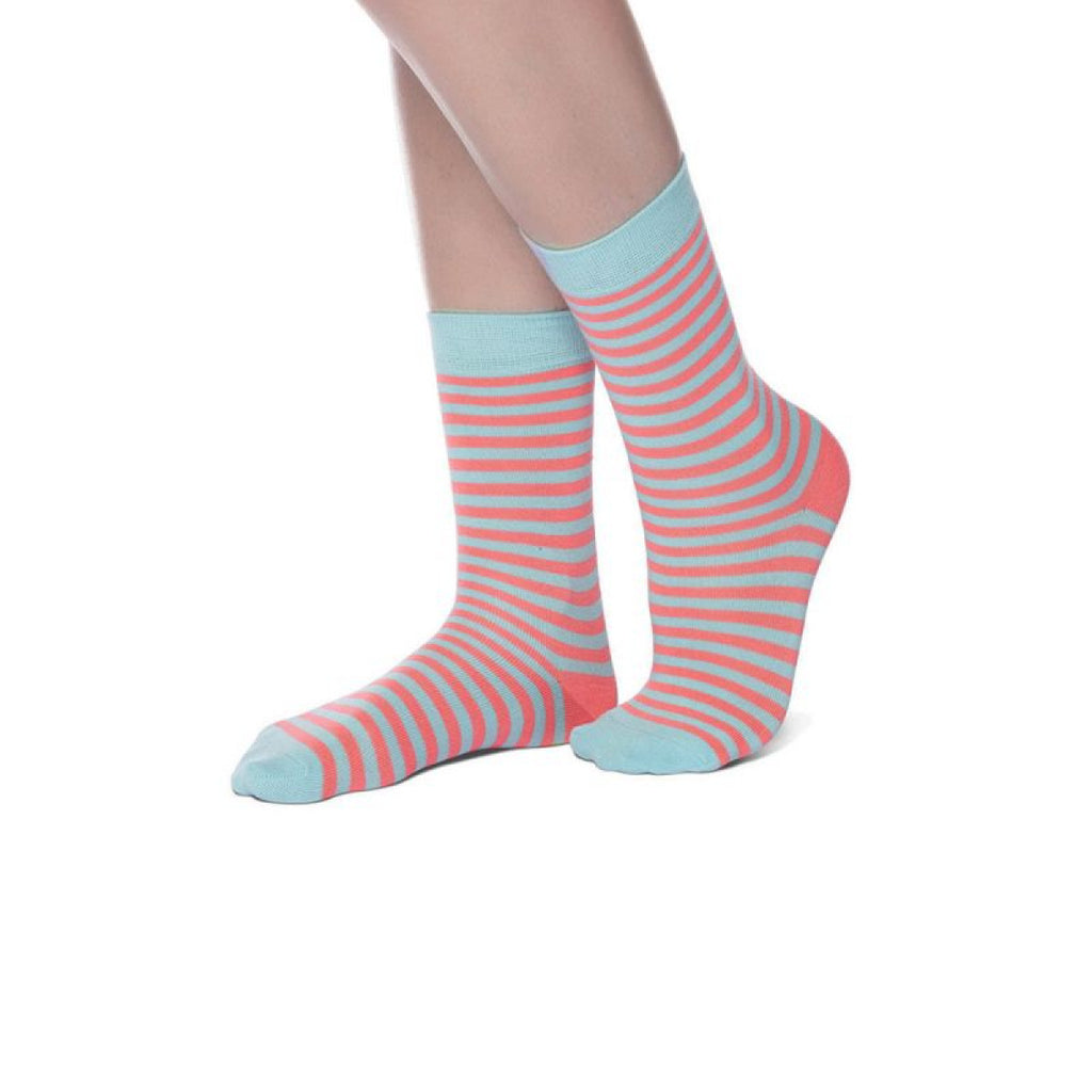 Pink and Blue Stripe Bamboo Socks Size 4-7