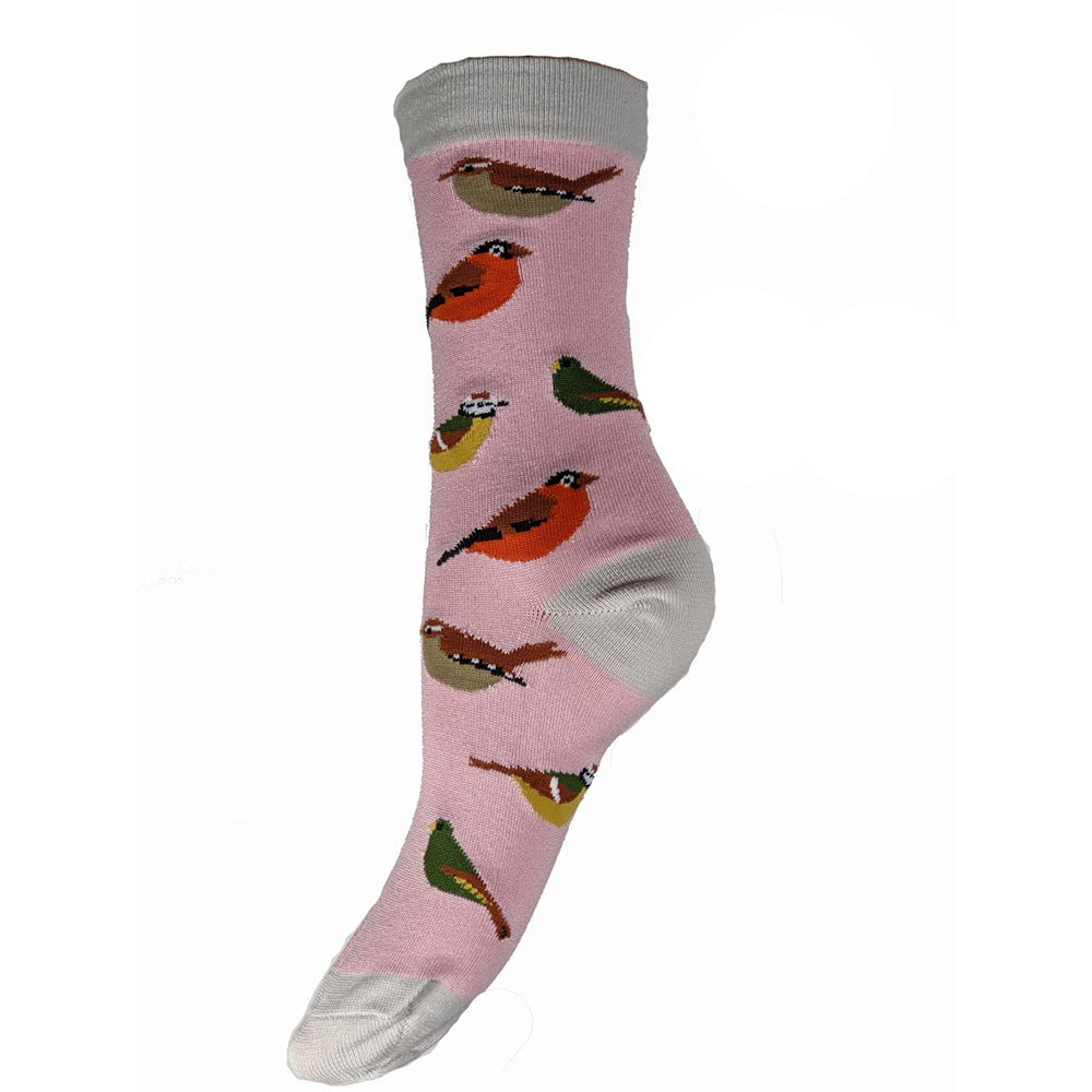 Pink Birds Bamboo Socks