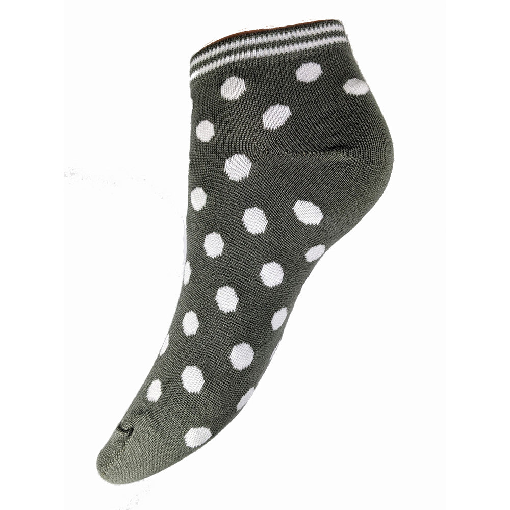 Grey with White Spots Bamboo Trainer Socks