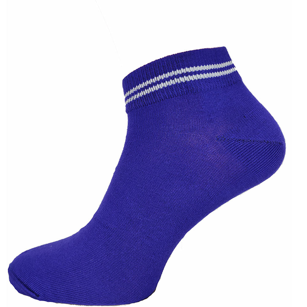 Blue with White Stripes Bamboo Trainer Socks