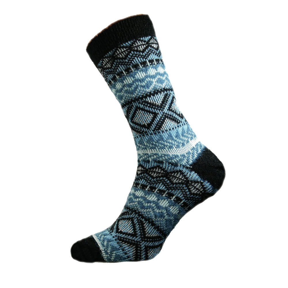 Blue tone Cross patterned wool blend socks