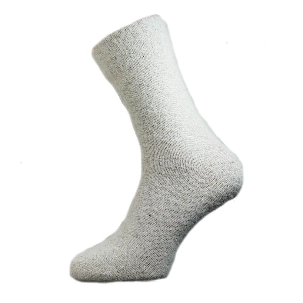 Cream plain wool blend socks with ribbed cuff