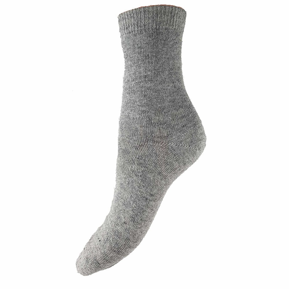 Pale grey plain wool blend socks