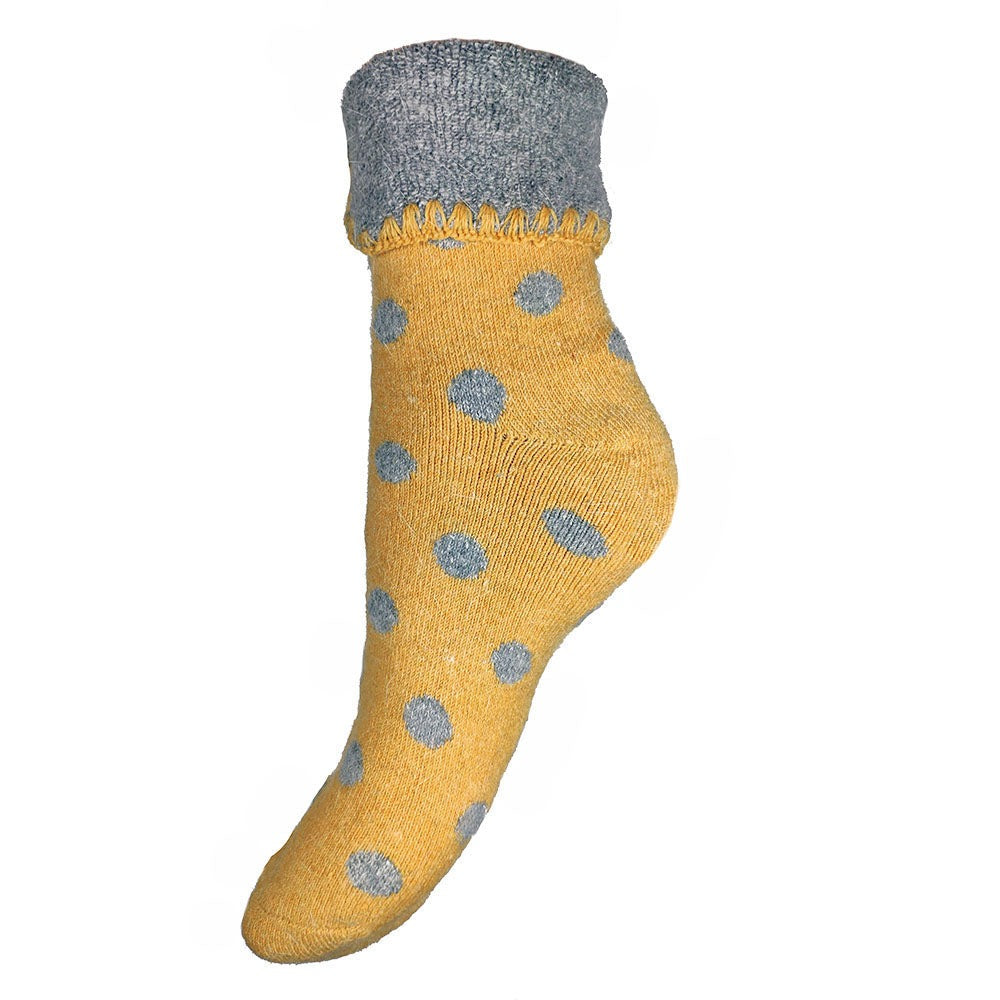 Mustard with Grey Spots Cuff Socks