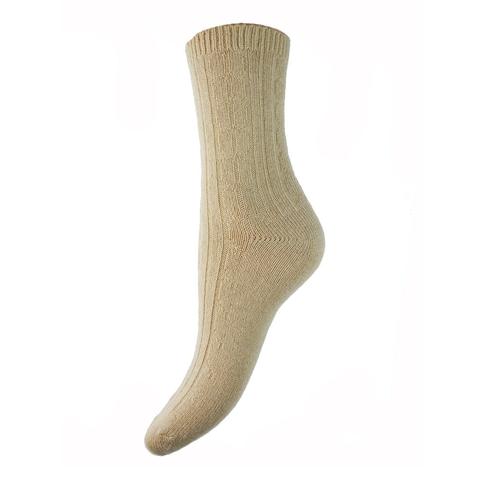Cream ribbed wool blend sock size 4-7 UK