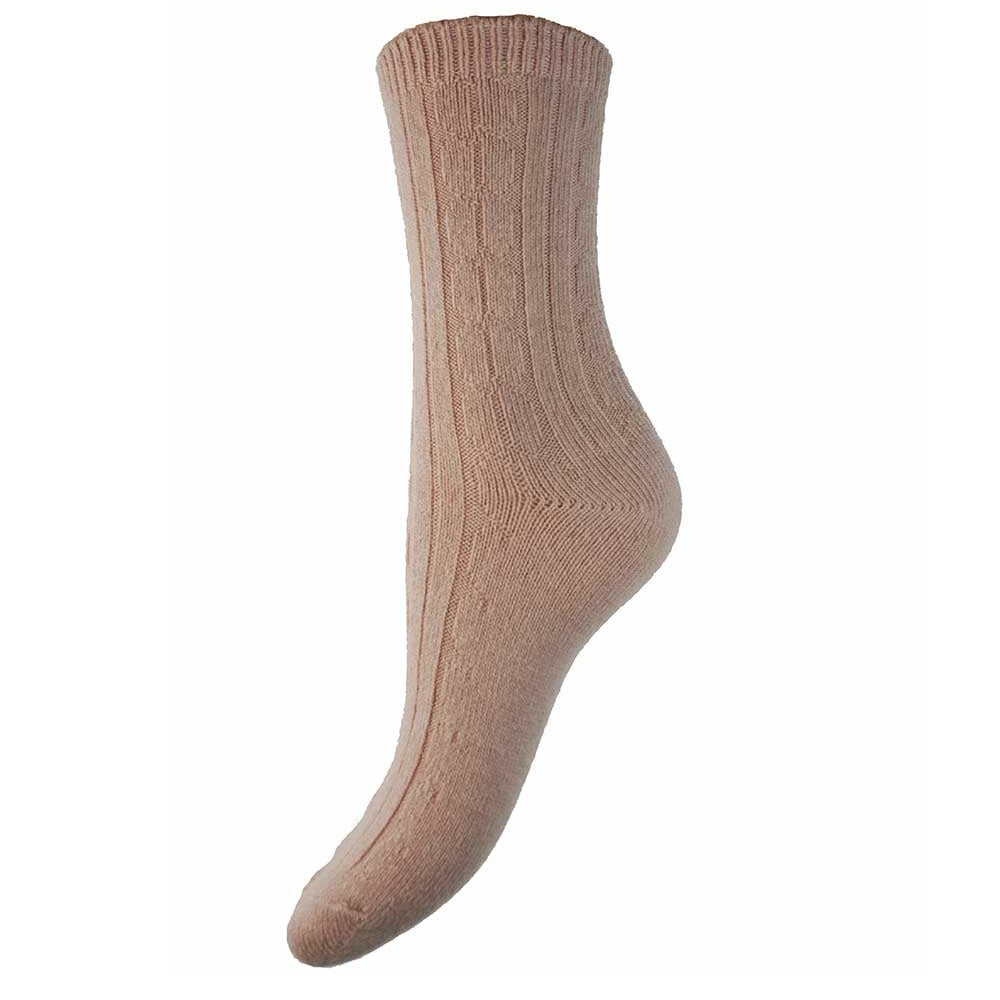 Pale pink ribbed wool blend socks size 4-7 UK