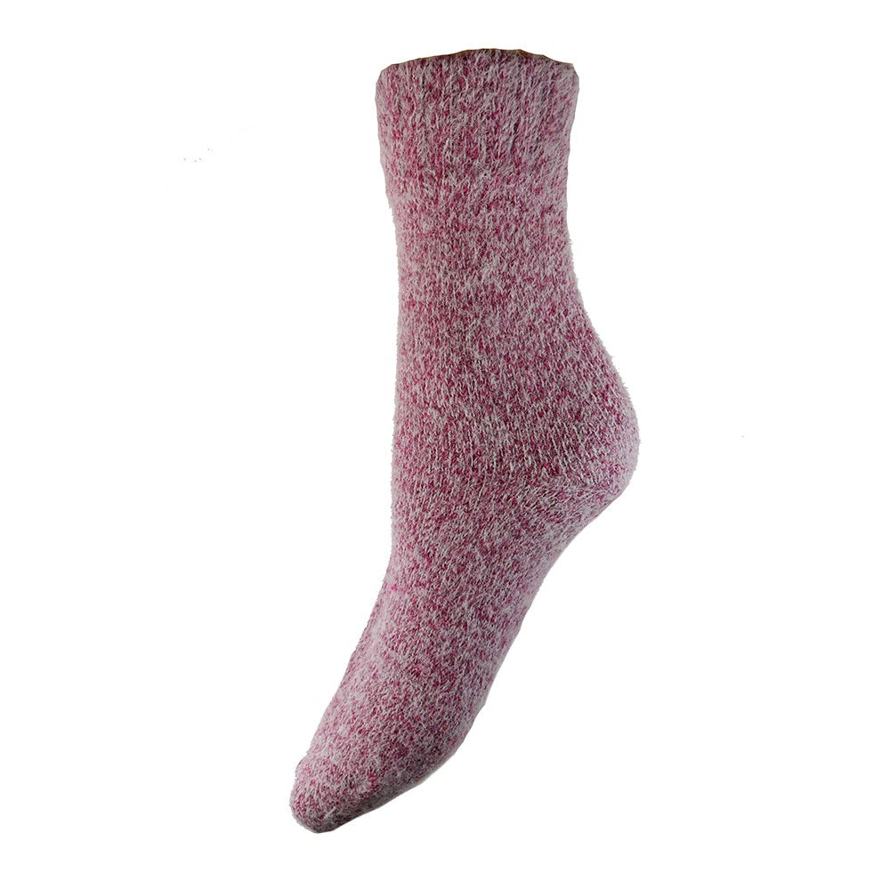 Light purple fluffy sock with ribbed cuff, size 4-7 UK